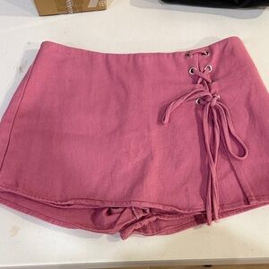 Altar'd State Pink Lace-Up Women's Skorts
